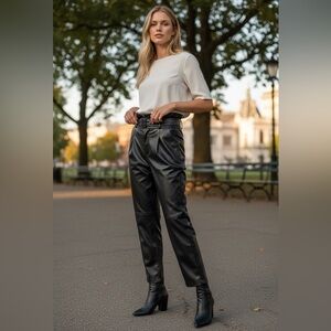 BLANK NYC Belted Paperbag
Waist Vegan Pants Dark Secrets Black Size 27